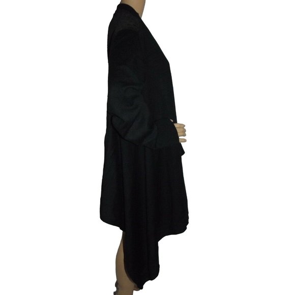 Larry Levine S/M Black Chiffon Back Open Cascading Front Cardigan Sweater small - Picture 4 of 10